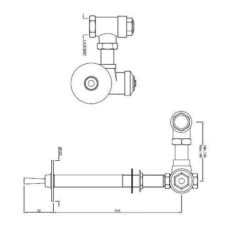 CONCEALED FLUSH VALVE - JAQUAR FAUCETS -  ( CHROME - FLUSH VALVE - 0x32 mm - 0inchX1.25inch )