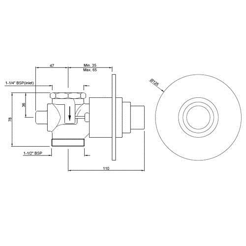 METROPOLE F/VALVE DUAL FLUSH - JAQUAR FAUCETS -  ( CHROME - FLUSH VALVE - 0x32 mm - 0inchX1.25inch )