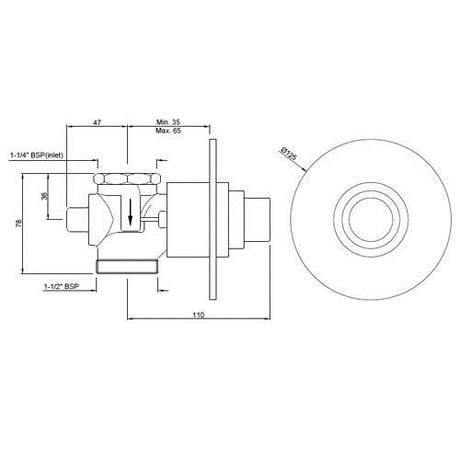 METROPOLE F/VALVE DUAL FLUSH - JAQUAR FAUCETS -  ( CHROME - FLUSH VALVE - 0x32 mm - 0inchX1.25inch )