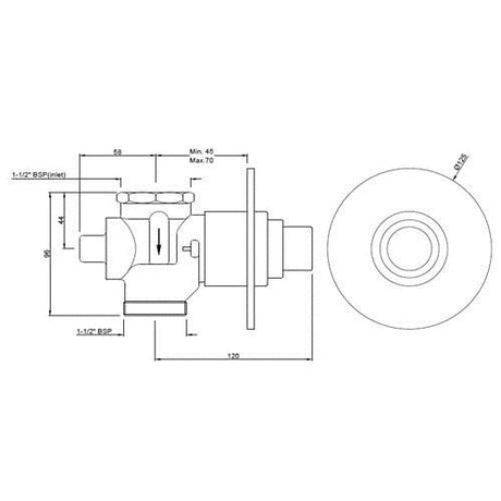 METROPOLE F/VALVE DUAL FLUSH - JAQUAR FAUCETS -  ( ANTIQUE BRONZE - FLUSH VALVE - 0x40 mm - 0inchX1.5inch )