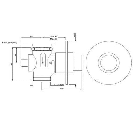 METROPOLE FLUSH VALVE PLATE - JAQUAR FAUCETS -  ( CHROME - FLUSH VALVE - 0x40 mm - 0inchX1.5inch )