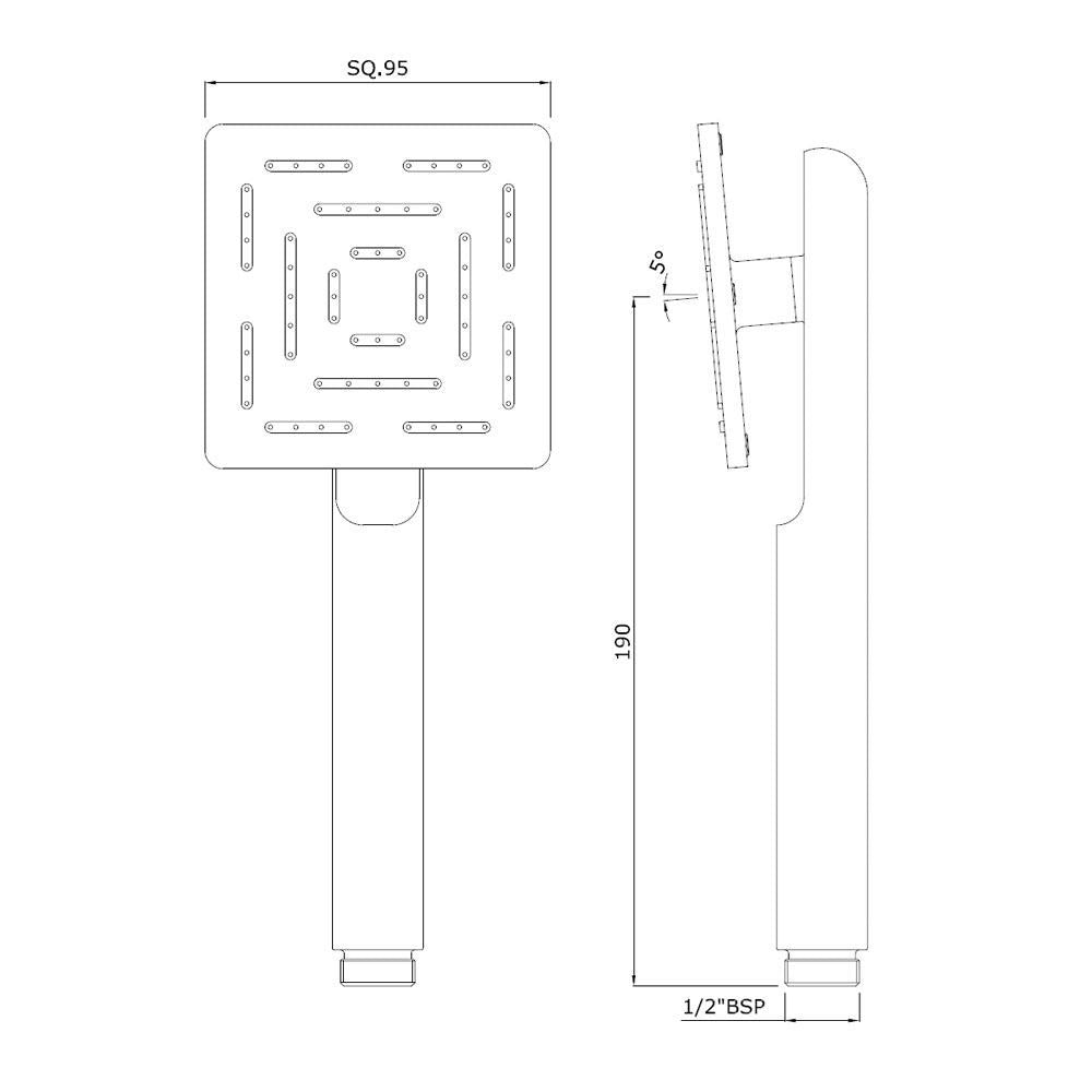 MAZE HAND SHOWER 95X95MM SQUARE - JAQUAR FAUCETS -  ( CHROME - HAND SHOWER - 15x0 mm - 0.5inchX0inch )