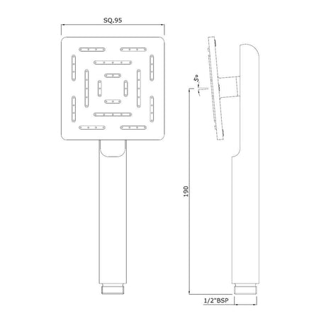 MAZE HAND SHOWER 95X95MM SQUARE - JAQUAR FAUCETS -  ( CHROME - HAND SHOWER - 15x0 mm - 0.5inchX0inch )