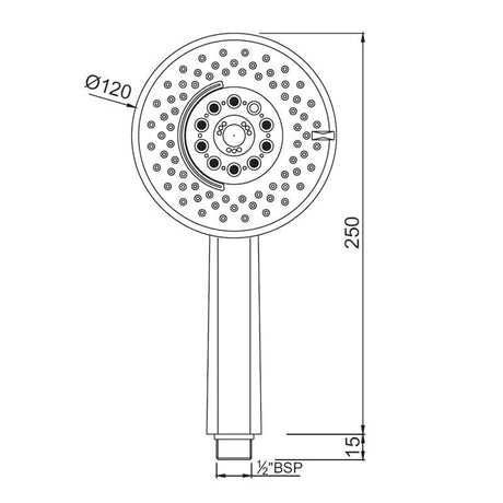 ROUND M.FLOW CASCADE W/O TUBE & HOOK - JAQUAR FAUCETS -  ( CHROME - HAND SHOWER - 15x120 mm - 0.5inchX4.5inch )