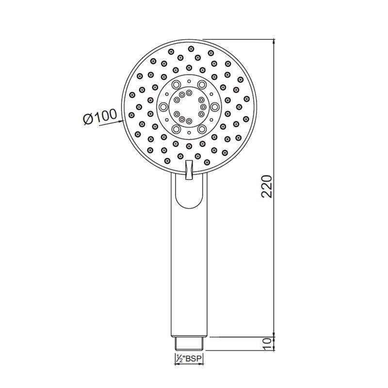 ROUND M.FLOW W/O TUBE & HOOK - JAQUAR FAUCETS -  ( CHROME - HAND SHOWER - 15x100 mm - 0.5inchX4inch )