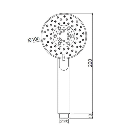 ROUND M.FLOW W/O TUBE & HOOK - JAQUAR FAUCETS -  ( CHROME - HAND SHOWER - 15x100 mm - 0.5inchX4inch )
