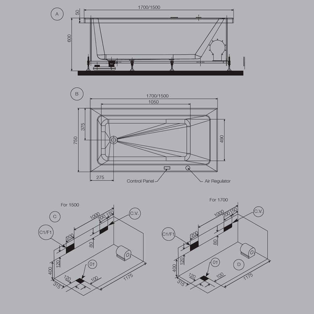 WHIRLPOOL COMBI SYSTEM - JAQUAR WELLNESS -  ( WHITE - FONTE - 1500x750 mm - 60inchX30inch )
