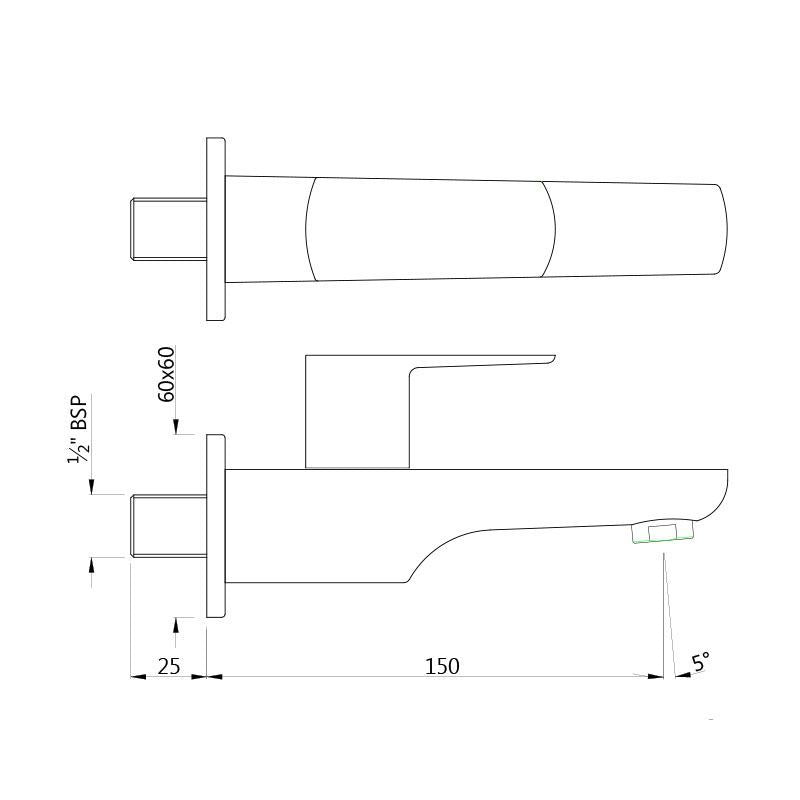 (PRUN) BIB COCK WITH WALL FLANGE - JAQUAR FAUCETS -  ( BLM - KUBIX PRIME - 0x15 mm - 0inchX0.5inch )