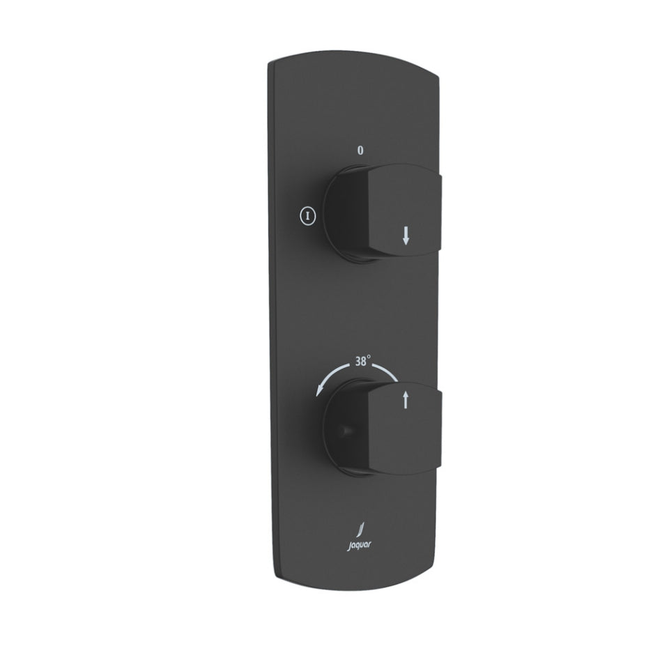 AQUAMAX EXPOSED PART KIT OF THERMOSTATIC SHOWER MIXER WITH 2-WAY DIVERTER WITH SLEEVE (COMPATIBLE WITH ALD-681N) - JAQUAR FAUCETS -  ( BLACK MATT - KUBIX PRIME - 0x20 mm - 0inchX0.75inch )