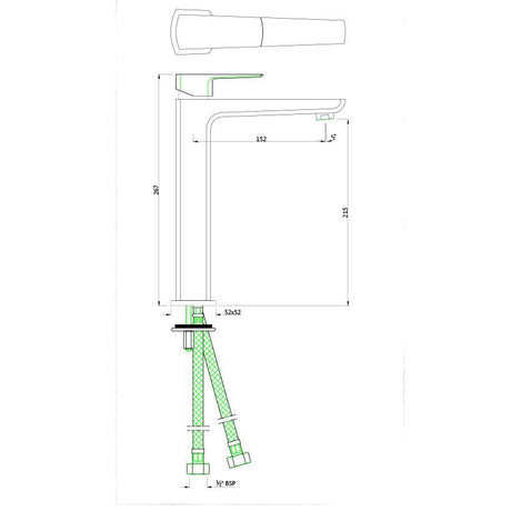 SL TALL BOY WITH 155MM EXTENSION W/PIPES - JAQUAR FAUCETS -  ( CHROME - KUBIX PRIME - 0x0 mm - 0inchx0inch )