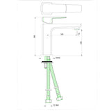 SL B/MXR W/O POP-UP&W/450MM BRAIDED PIPE - JAQUAR FAUCETS -  ( BLUSH GOLD PVD - KUBIX PRIME - 0x15 mm - 0inchX0.5inch )