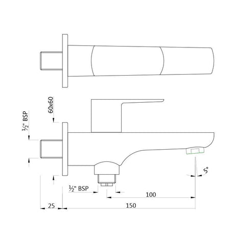 2-WAY BIB COCK WITH FLANGE - JAQUAR FAUCETS -  ( CHROME - KUBIX PRIME - 0x15 mm - 0inchX0.5inch )