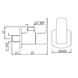 ANGLE COCK WITH FLANGE - JAQUAR FAUCETS -  ( BLACK MATT - KUBIX PRIME - 0x15 mm - 0inchX0.5inch )