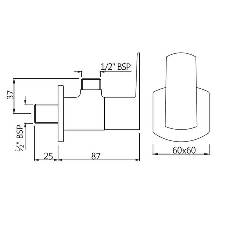 ANGLE COCK WITH FLANGE - JAQUAR FAUCETS -  ( BLACK MATT - KUBIX PRIME - 0x15 mm - 0inchX0.5inch )