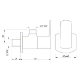 ANGLE COCK WITH FLANGE - JAQUAR FAUCETS -  ( CHROME - KUBIX PRIME - 0x15 mm - 0inchX0.5inch )