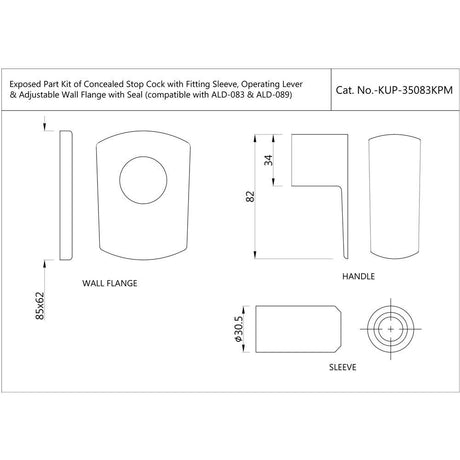 EXPOSED PARTS FOR CSC ALD-083/ALD-089 - JAQUAR FAUCETS -  ( CHROME - KUBIX PRIME - 0x0 mm - 0inchx0inch )