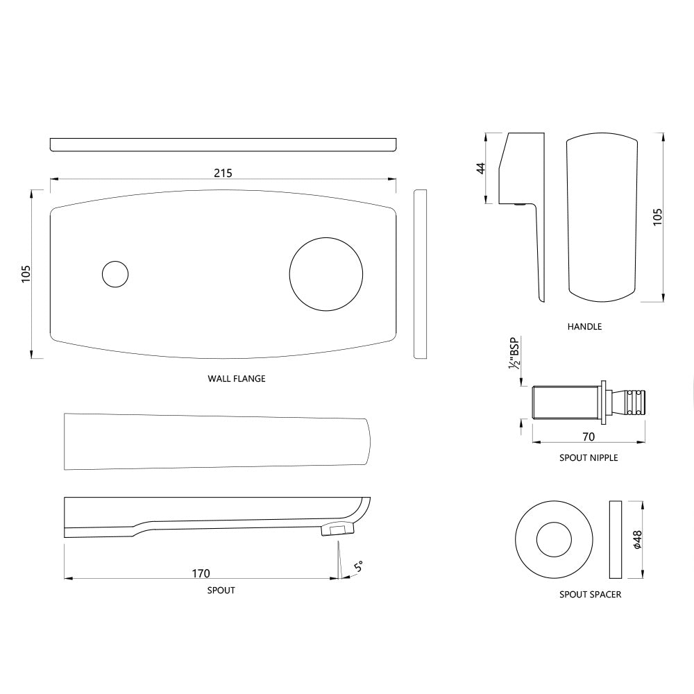 EXP PARTS FOR CON BASIN MIXER (W/M) - JAQUAR FAUCETS -  ( CHROME - KUBIX PRIME - 0x15 mm - 0inchX0.5inch )