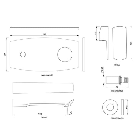 EXP PARTS FOR CON BASIN MIXER (W/M) - JAQUAR FAUCETS -  ( CHROME - KUBIX PRIME - 0x15 mm - 0inchX0.5inch )