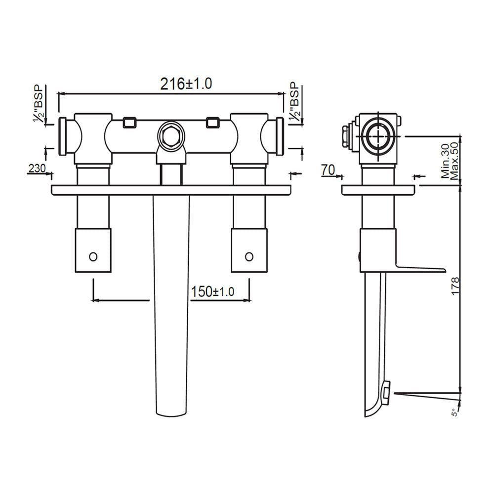 2 CONC STOP WITH  BASIN SPOUT - JAQUAR FAUCETS -  ( CHROME - KUBIX PRIME - 0x15 mm - 0inchX0.5inch )