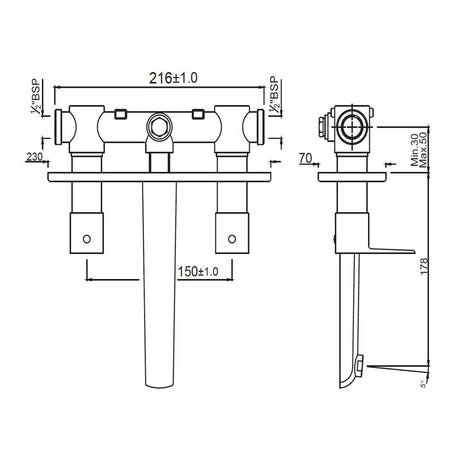 2 CONC STOP WITH  BASIN SPOUT - JAQUAR FAUCETS -  ( CHROME - KUBIX PRIME - 0x15 mm - 0inchX0.5inch )