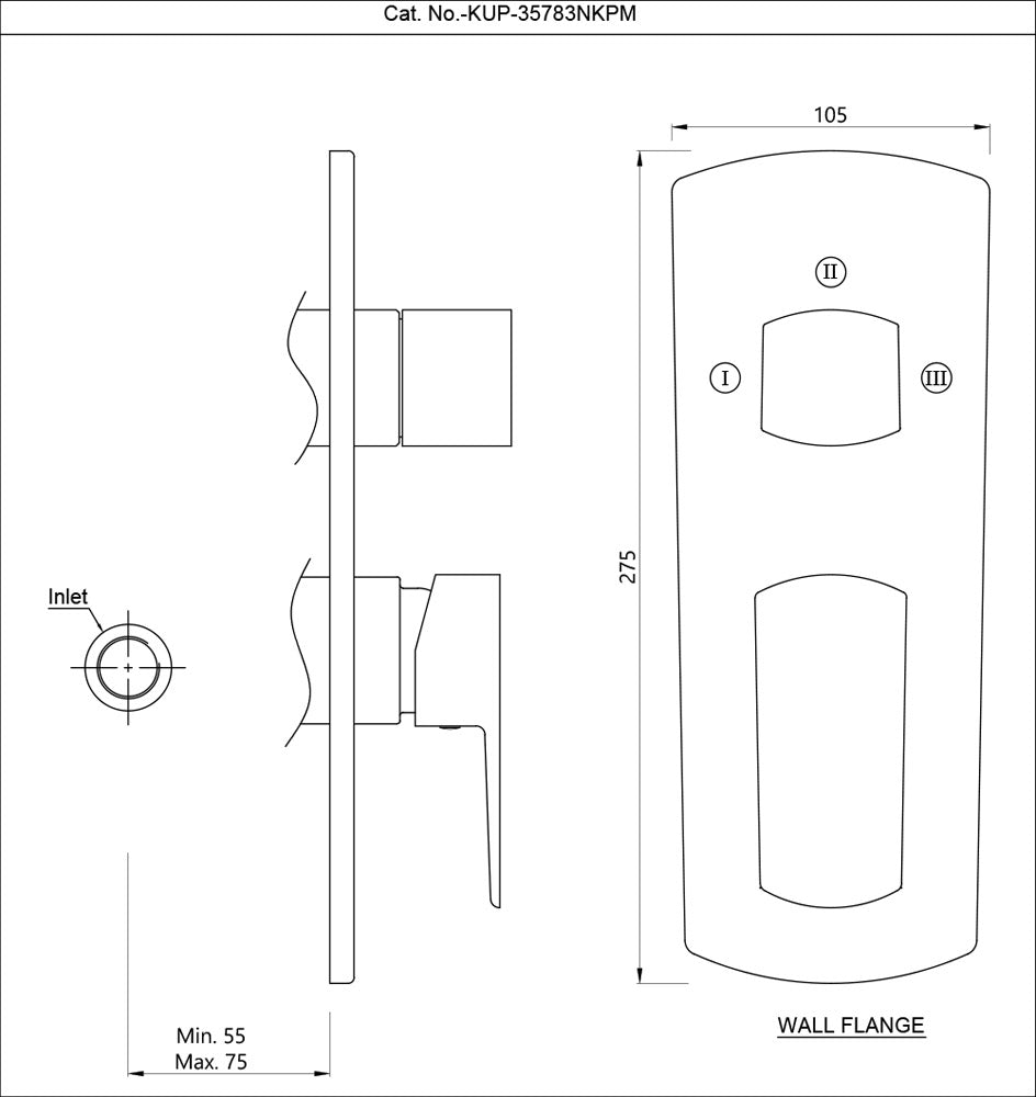 AQUAMAX EXPOSED PART KIT OF SINGLE LEVER SHOWER MIXER WITH 3-WAY DIVERTER & SLEEVE (COMPATIBLE WITH ALD-783N) - JAQUAR FAUCETS -  ( CHROME - KUBIX PRIME - 0x15 mm - 0inchX0.5inch )