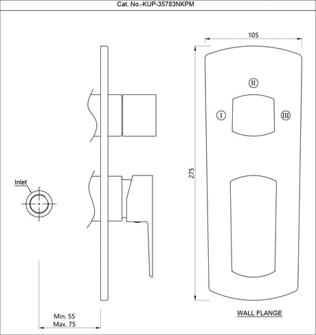 AQUAMAX EXPOSED PART KIT OF SINGLE LEVER SHOWER MIXER WITH 3-WAY DIVERTER AND SLEEVE (COMPATIBLE WITH ALD-783N) - JAQUAR FAUCETS -  ( ANTIQUE COPPER - KUBIX PRIME - 0x0 mm - 0inchx0inch )