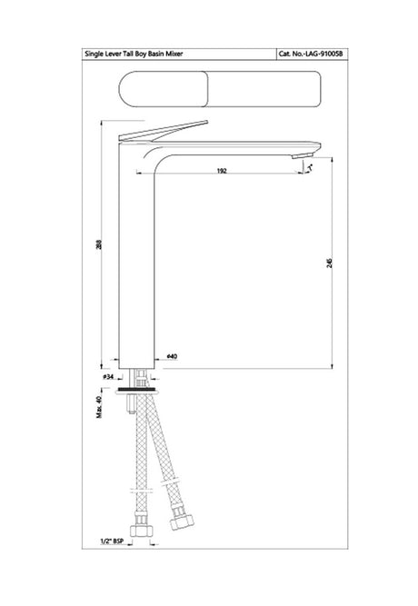 SL TALL BOY WITHOUT POPUP WAST - JAQUAR FAUCETS -  ( BLM - LAGUNA - 0x15 mm - 0inchX0.5inch )