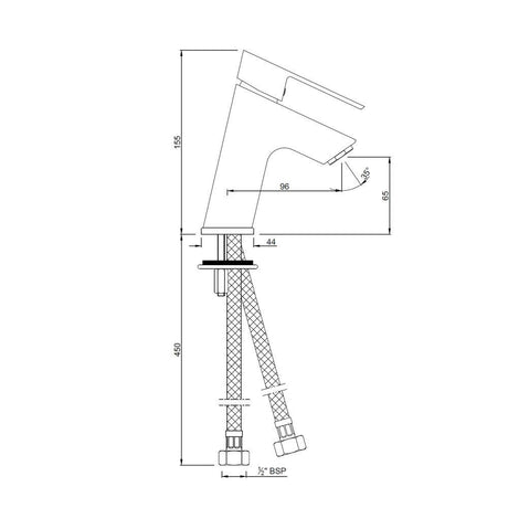 S.L. BASIN MIXER WITH BRAIDED PIPES - JAQUAR FAUCETS -  ( CHROME - LYRIC - 0x15 mm - 0inchX0.5inch )