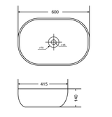 WASH BASIN TABLE TOP - AQUANT -  ( WHITE -  - 600x410 mm - 24inchX16inch )