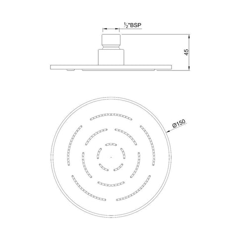 MAZE ROUND 6   - JAQUAR FAUCETS -  ( CHROME - OVERHEAD SHOWER - 15x150 mm - 0.5inchX6inch )