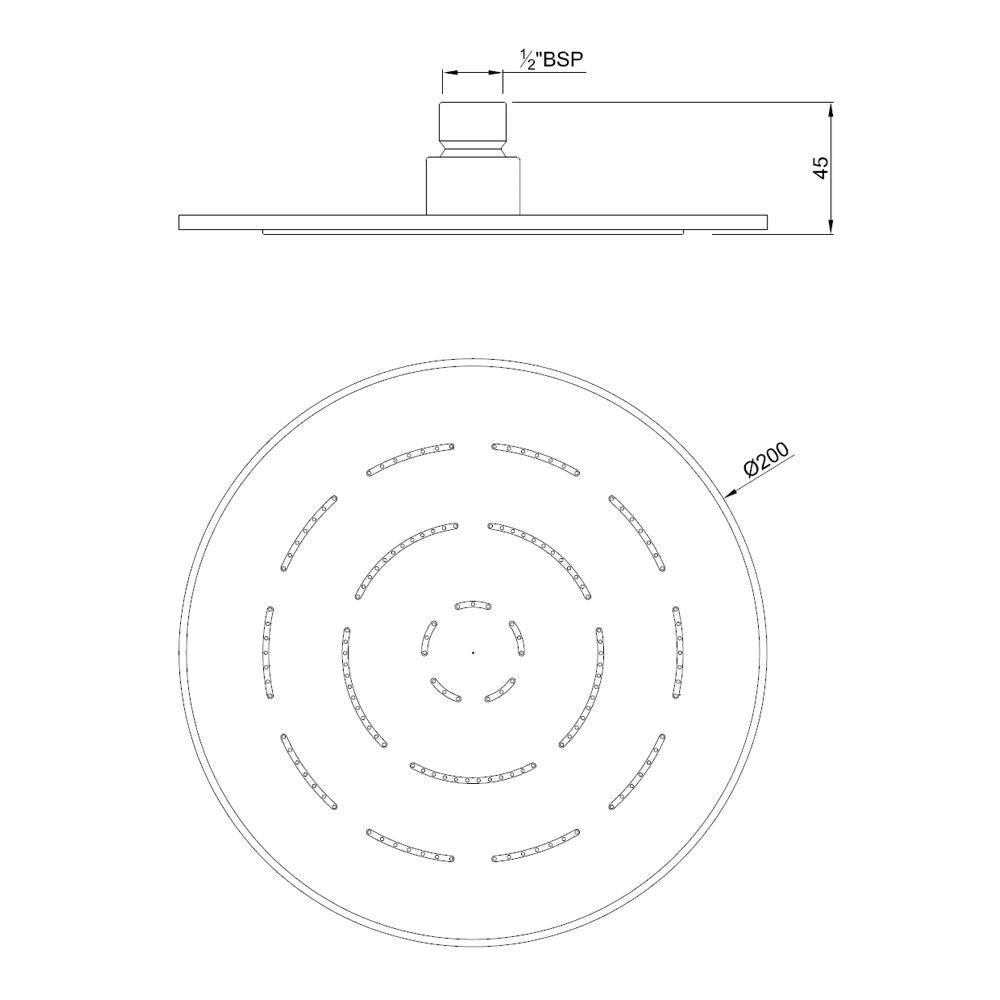 MAZE ROUND 8   - JAQUAR FAUCETS -  ( CHROME - OVERHEAD SHOWER - 15x200 mm - 0.5inchX8inch )