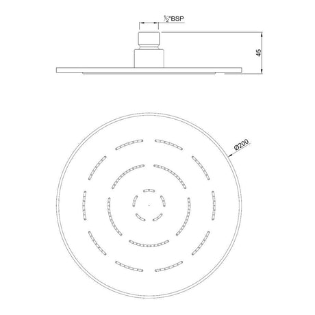 MAZE ROUND 8   - JAQUAR FAUCETS -  ( CHROME - OVERHEAD SHOWER - 15x200 mm - 0.5inchX8inch )