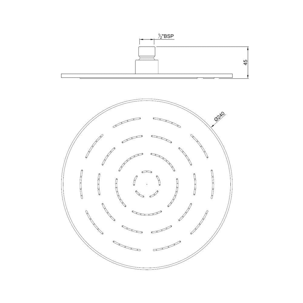 MAZE ROUND  9.5   - JAQUAR FAUCETS -  ( ANTIQUE COPPER - OVERHEAD SHOWER - 15x240 mm - 0.5inchX9.5inch )