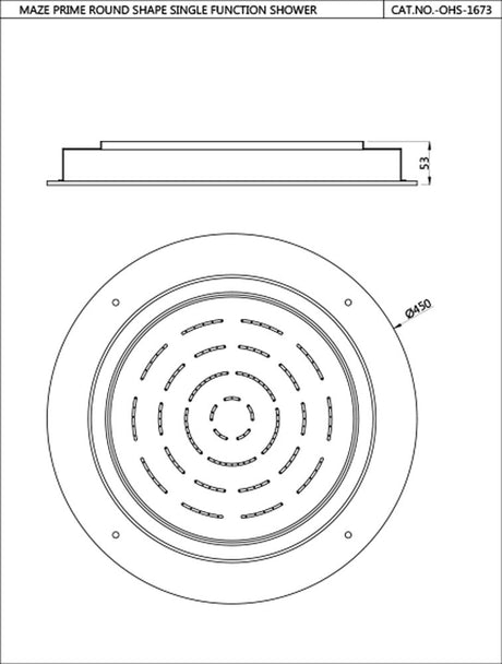 MAZE ROUND CEILING W/REM&INST KIT W/LED - JAQUAR FAUCETS -  ( CHROME - OVERHEAD SHOWER - 15x450 mm - 0.5inchX18inch )