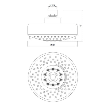 ROUND M.FLOW - JAQUAR FAUCETS -  ( CHROME - OVERHEAD SHOWER - 15x120 mm - 0.5inchX4.5inch )