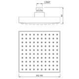 SQUARE - JAQUAR FAUCETS -  ( CHROME - OVERHEAD SHOWER - 15x150 mm - 0.5inchX5inch )