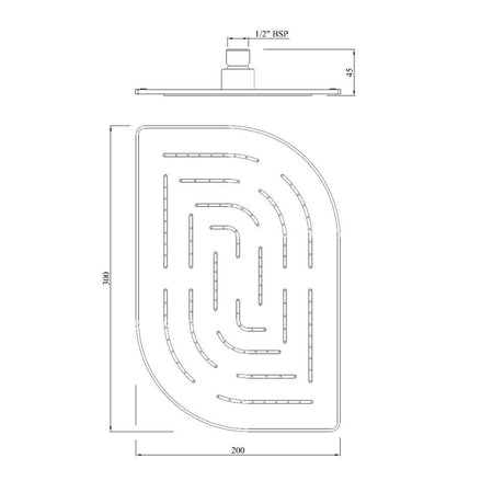 MAZE ALIVE RECT. SHOWER 200X300 - JAQUAR FAUCETS -  ( CHROME - OVERHEAD SHOWER - 0x15 mm - 0inchX0.5inch )