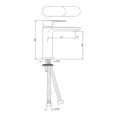 S.L. BASIN MIXER W/BRAIDED PIPES - JAQUAR FAUCETS -  ( CHROME - OPAL PRIME - 0x15 mm - 0inchX0.5inch )