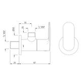 ANGLE COCK WITH FLANGE - JAQUAR FAUCETS -  ( CHROME - OPAL PRIME - 0x15 mm - 0inchX0.5inch )
