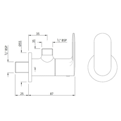 ANGLE COCK WITH FLANGE - JAQUAR FAUCETS -  ( CHROME - OPAL PRIME - 0x15 mm - 0inchX0.5inch )