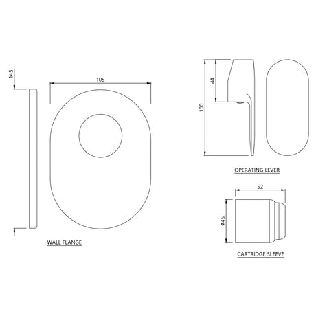 SINGLE LEVER EXPOSED PARTS KIT OF DEUSCH MIXER - JAQUAR FAUCETS -  ( BLACK MATT - OPAL PRIME - 0x15 mm - 0inchX0.5inch )