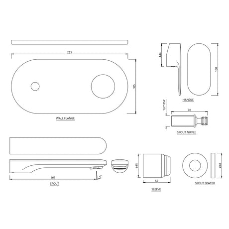 EXPOSED PART KIT OF SINGLE LEVER BASIN MIXER - JAQUAR FAUCETS -  ( BLACK CHROME - OPAL PRIME - 0x15 mm - 0inchX0.5inch )