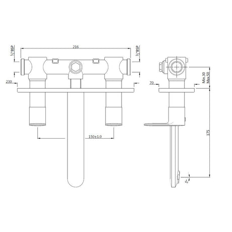 2 CONC STOP WITH  BASIN SPT - JAQUAR FAUCETS -  ( BLACK MATT - OPAL PRIME - 0x15 mm - 0inchX0.5inch )