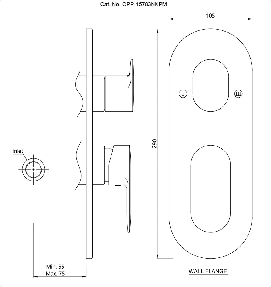AQUAMAX EXPOSED PART KIT OF SINGLE LEVER SHOWER MIXER WITH 3-WAY DIVERTER & SLEEVE (COMPATIBLE WITH ALD-783N) - JAQUAR FAUCETS -  ( CHROME - OPAL PRIME - 0x15 mm - 0inchX0.5inch )