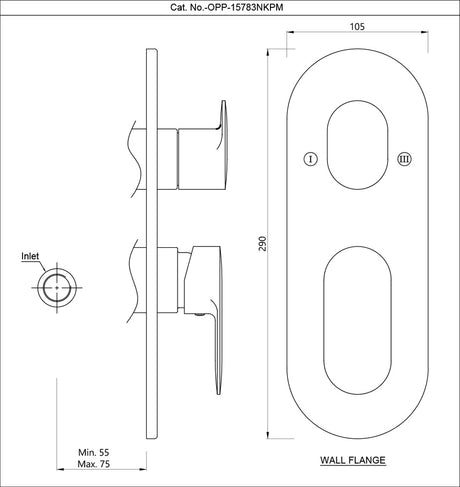 AQUAMAX EXPOSED PART KIT OF SINGLE LEVER SHOWER MIXER WITH 3-WAY DIVERTER & SLEEVE (COMPATIBLE WITH ALD-783N) - JAQUAR FAUCETS -  ( CHROME - OPAL PRIME - 0x15 mm - 0inchX0.5inch )