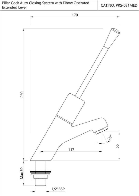 PILLAR COCK ELBOW OPERATD W/EXTD LEVER - JAQUAR FAUCETS -  ( CHROME - PRESSMATIC - 0x15 mm - 0inchX0.5inch )