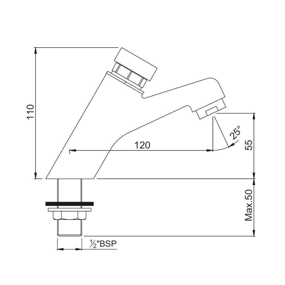PILLAR COCK SELF CLOSING - JAQUAR FAUCETS -  ( CHROME - PRESSMATIC - 0x15 mm - 0inchX0.5inch )