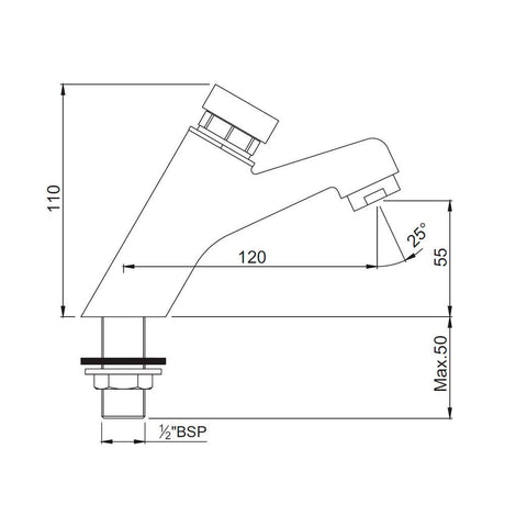 PILLAR COCK SELF CLOSING - JAQUAR FAUCETS -  ( CHROME - PRESSMATIC - 0x15 mm - 0inchX0.5inch )