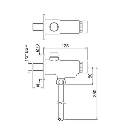 AUTO URINAL FLUSH VALVE W/INLET PIPE - JAQUAR FAUCETS -  ( CHROME - PRESSMATIC - 0x15 mm - 0inchX0.5inch )