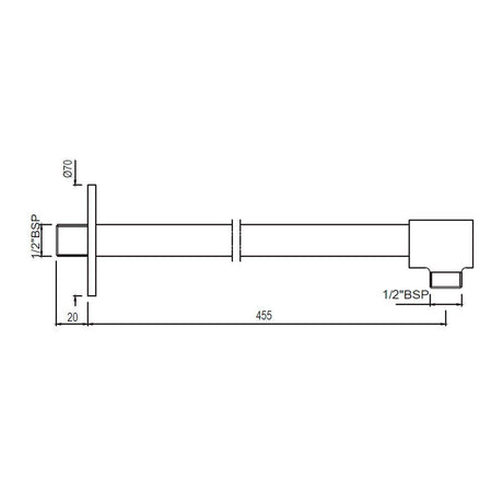 SHOWER ARM STRAIGHT 450MM - JAQUAR FAUCETS -  ( BCH - SHOWER ACC. - 20x450 mm - 0.75inchX18inch )
